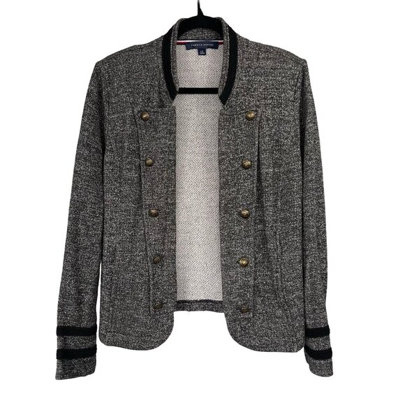 Women's Blazer / Jacket Grey Size L Large Tommy Hilfiger Military Band. - Picture 4 of 14